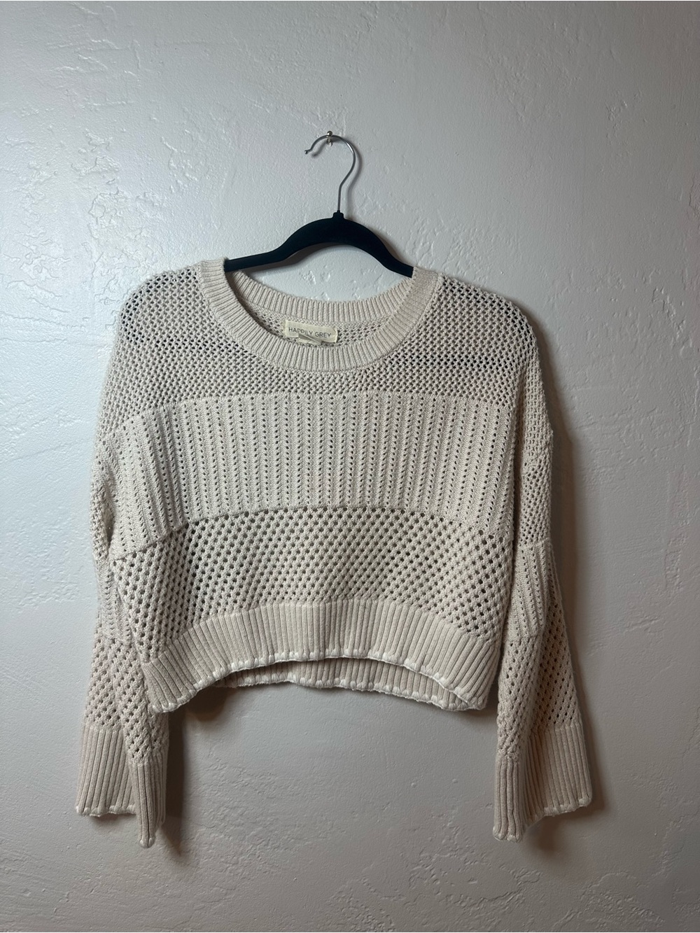 Light Cream Cropped Knit Sweater